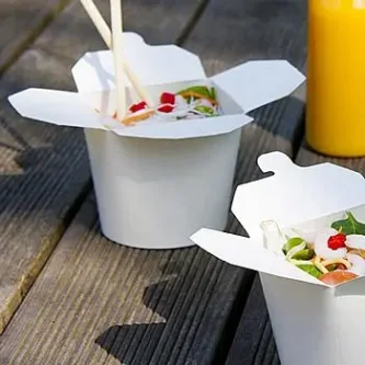 Eco-friendly takeout boxes for environmentally sustainable dining.