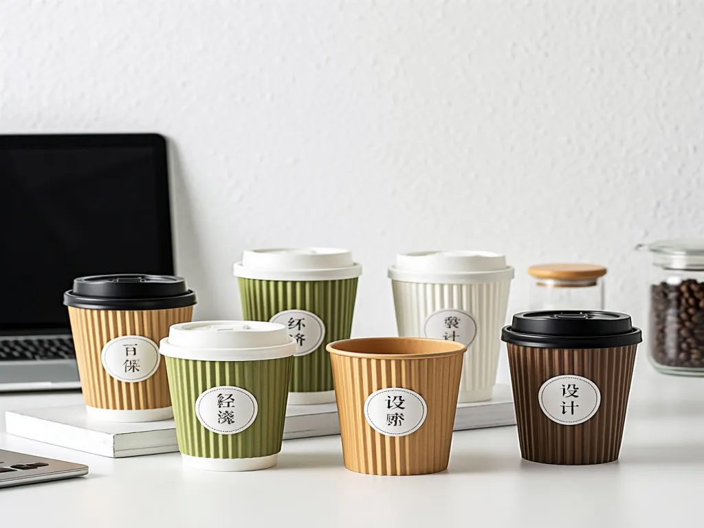 Colorful 5 ounce paper cups with labels