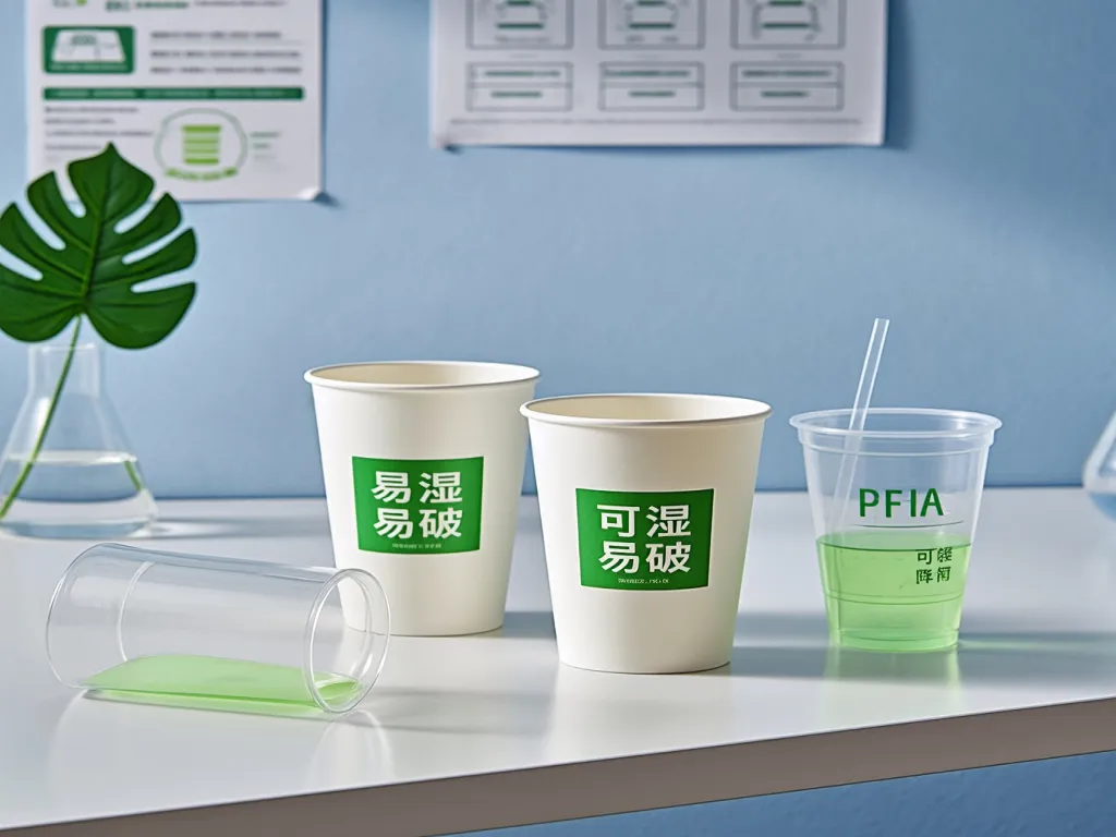 Eco-friendly 5 ounce paper cups on a lab table