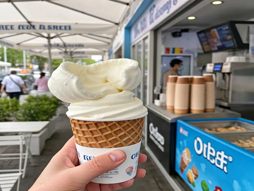 Single paper ice cream cup held in hand