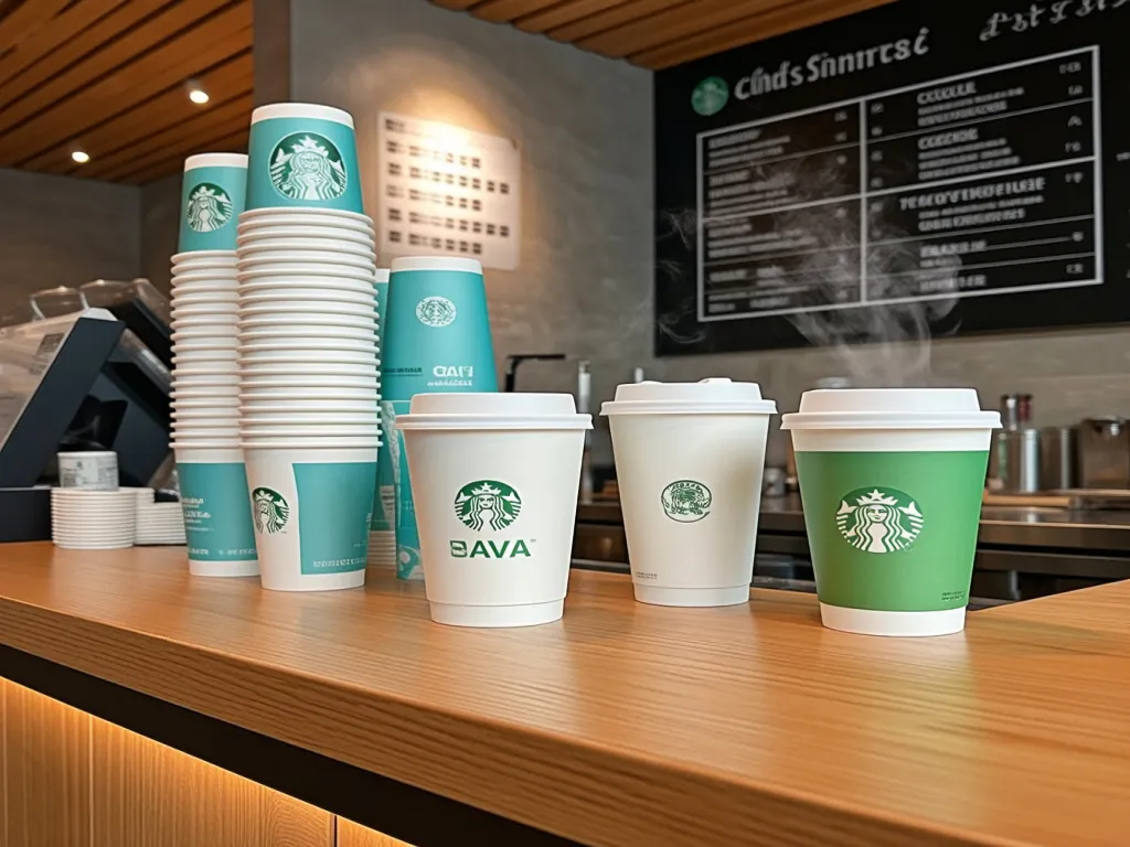 Stacked custom paper cups with branding