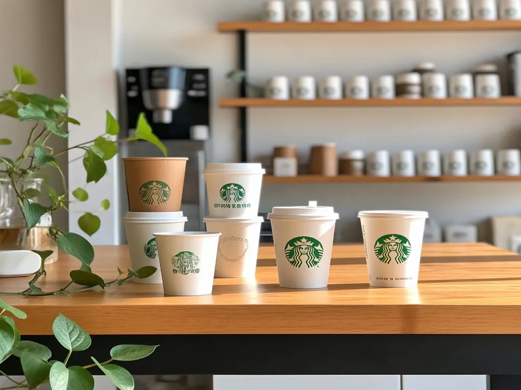Eco-friendly 8 oz paper cups on a wooden table