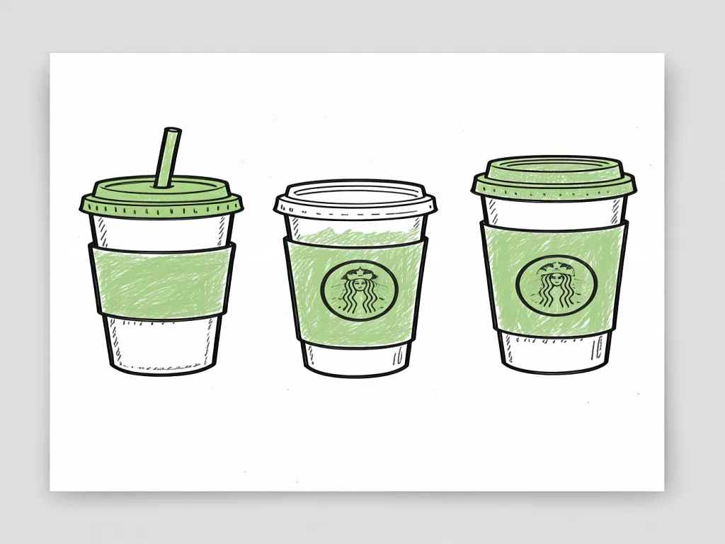 Illustrated designs of disposable paper cups