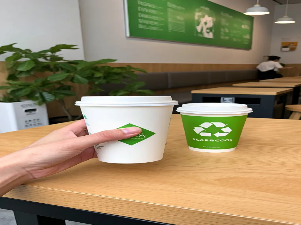 Eco-friendly hot paper cups on a table