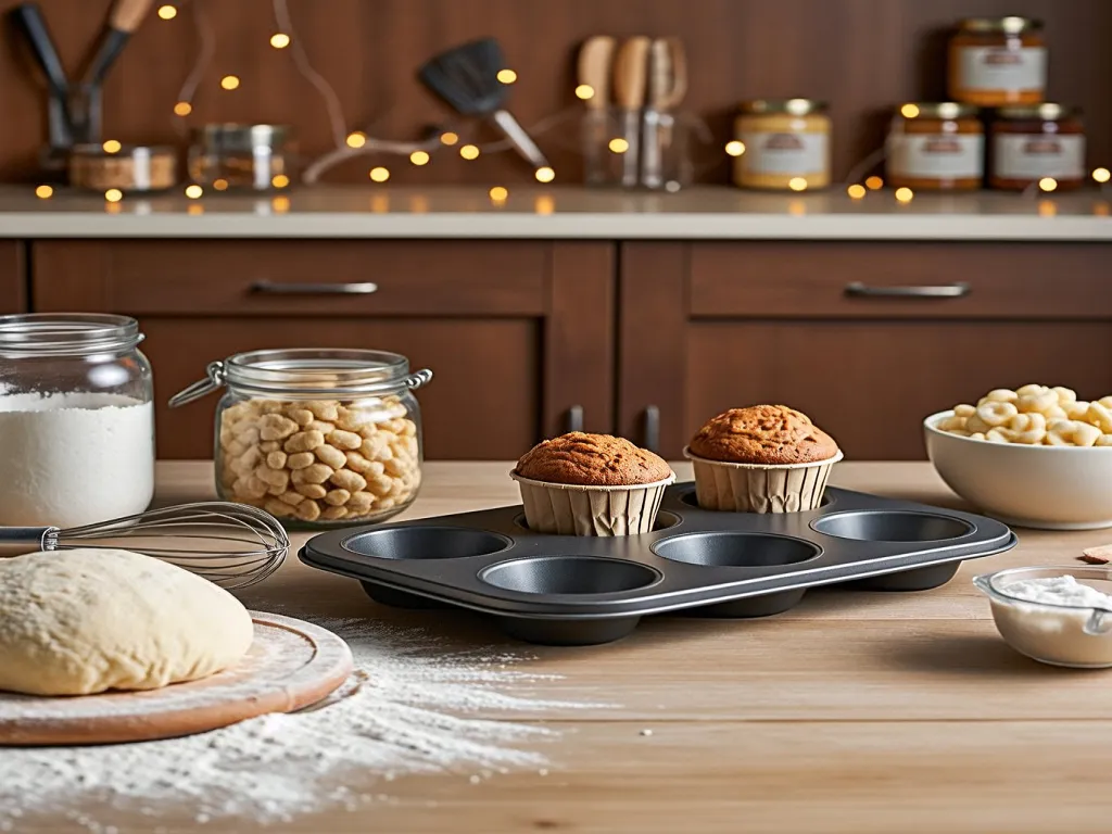 Freshly baked cupcakes in paper baking cups