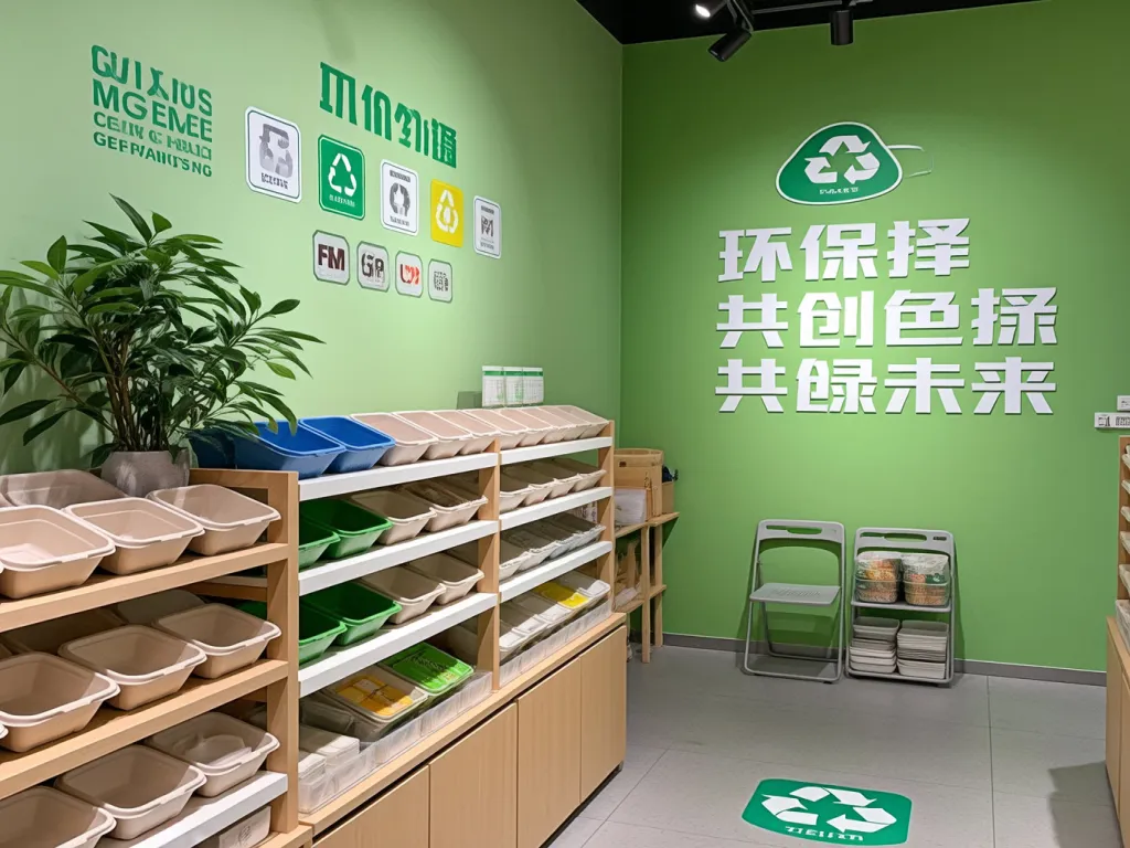Display of eco-friendly packaging options in a store