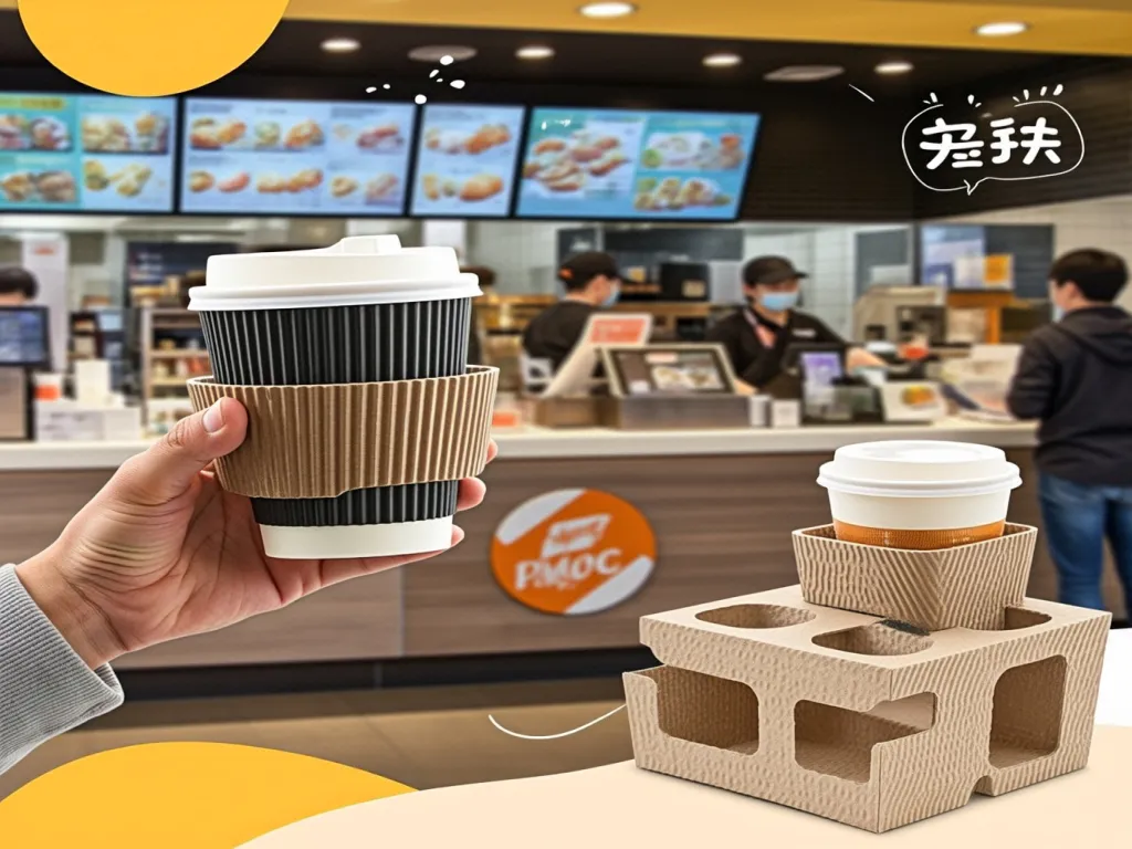 Innovative design of paper cup holder in a restaurant