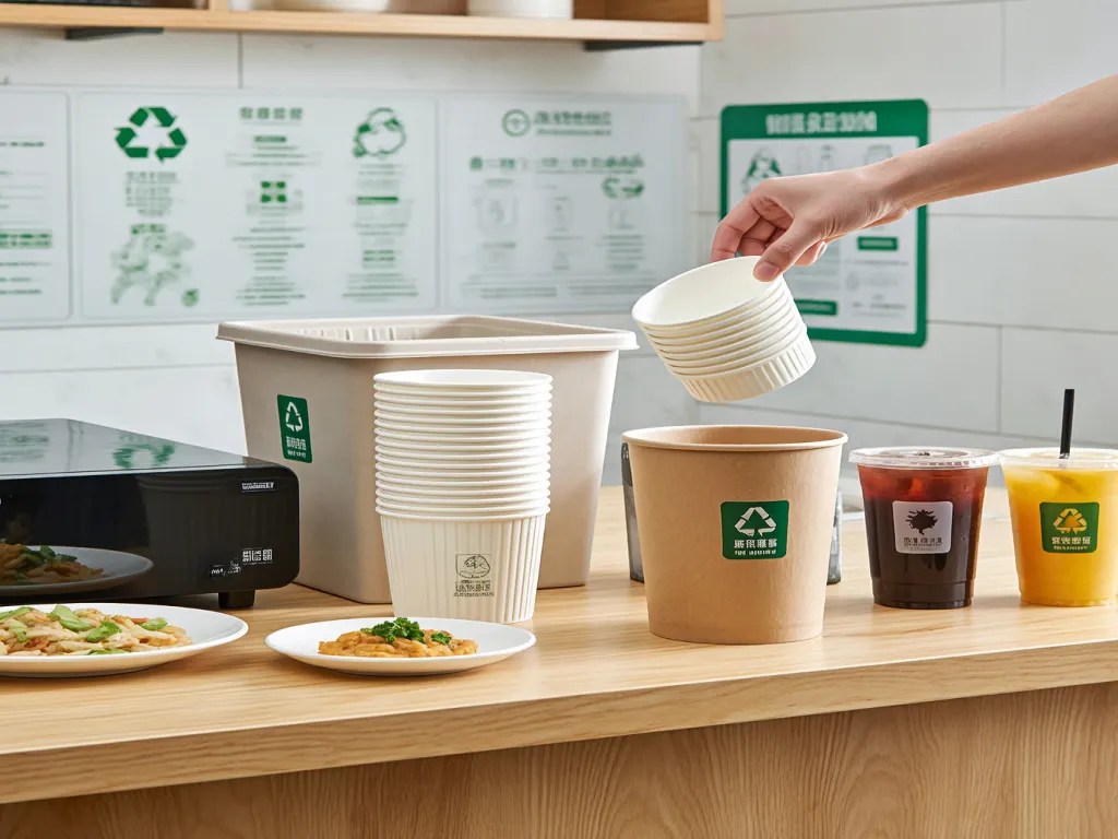Recyclable paper bowls with beverages