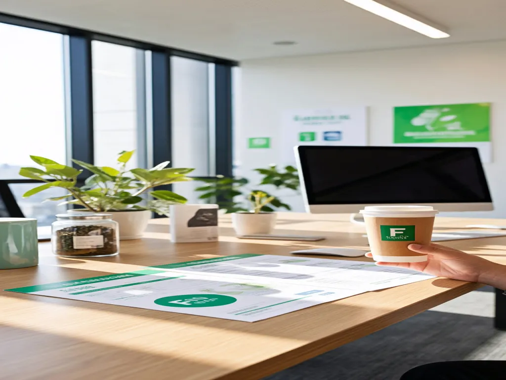 A single eco-friendly tea cup on an office desk
