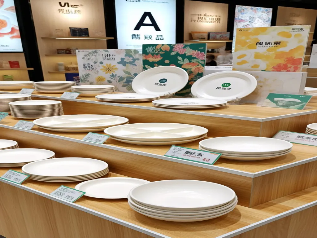 Display of paper plates in a store