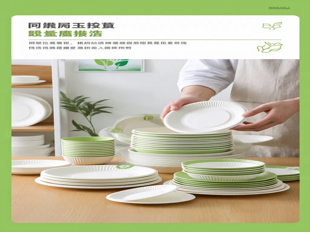 A person arranging eco-friendly paper plates and bowls on a table