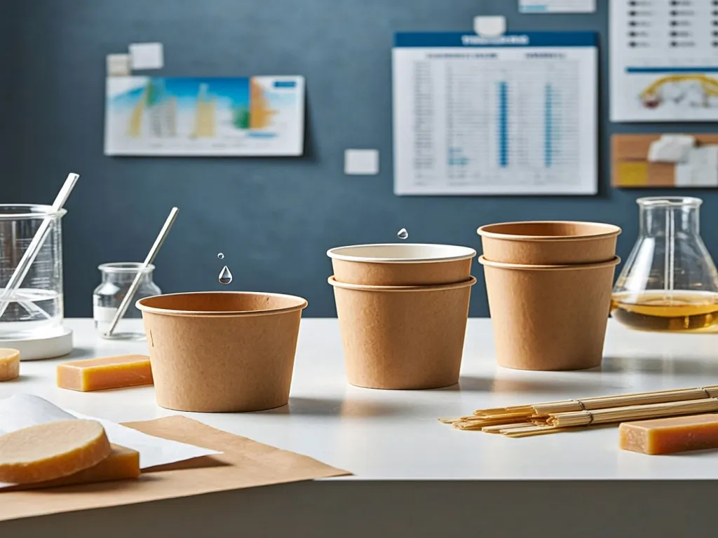 Small paper bowls in a laboratory setting