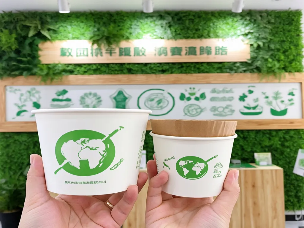 Eco-friendly 12 oz paper bowls with green designs