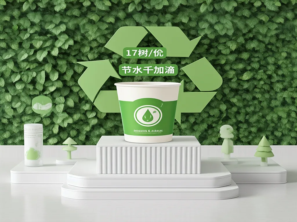 Sustainable 12 oz paper bowl with recycling symbol