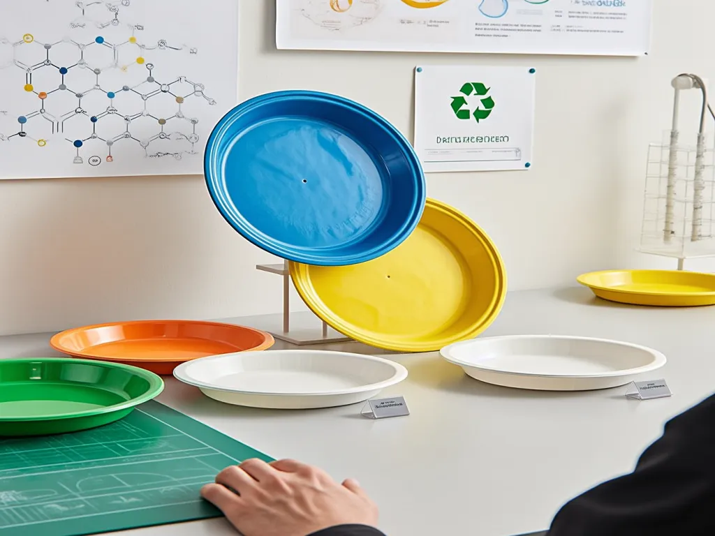 Colorful stackable paper plates in various colors
