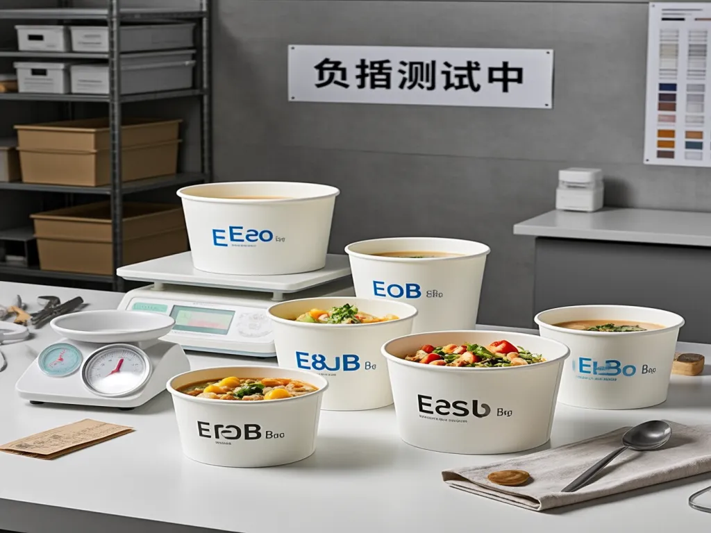8 oz paper bowls undergoing quality testing in a lab