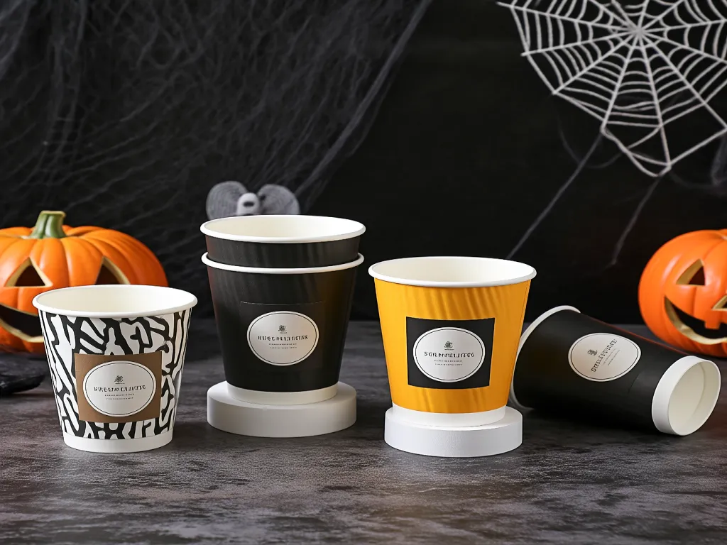 Assorted design paper bowls with Halloween motifs