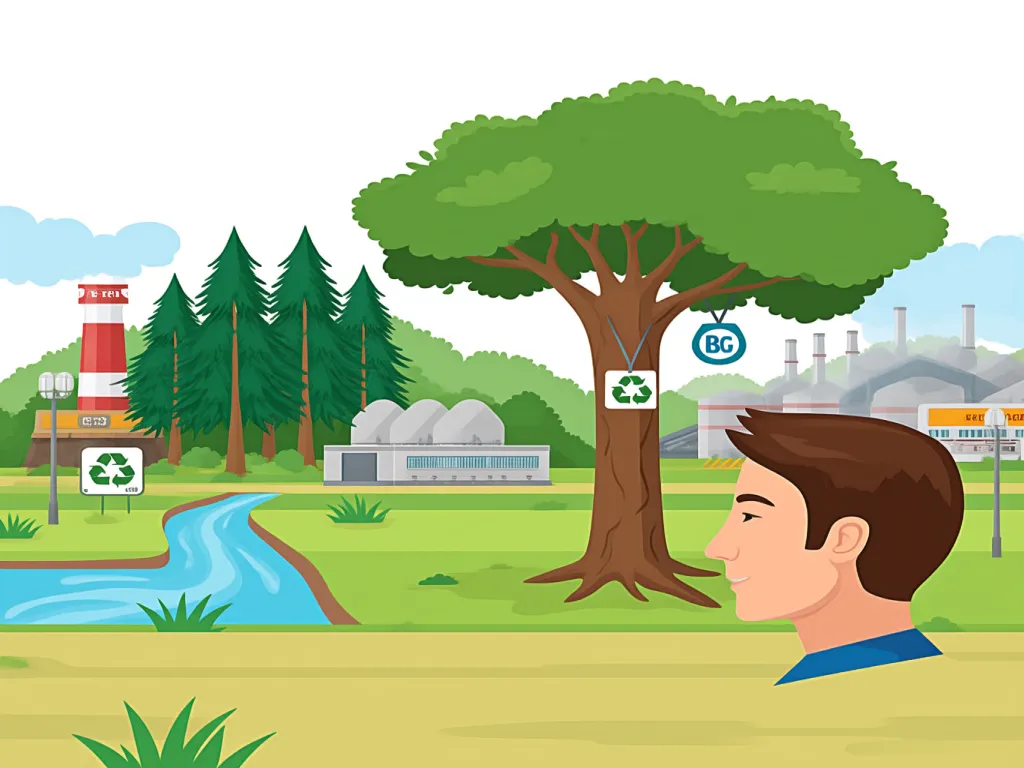 Illustration of sustainable packaging production process