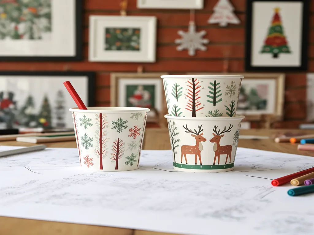 Christmas paper bowls with festive artwork designs