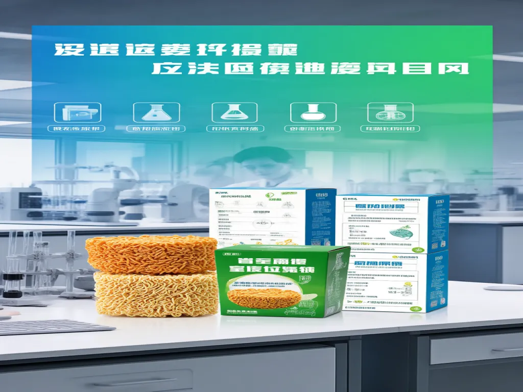 Eco friendly noodle paper boxes on a scientific background