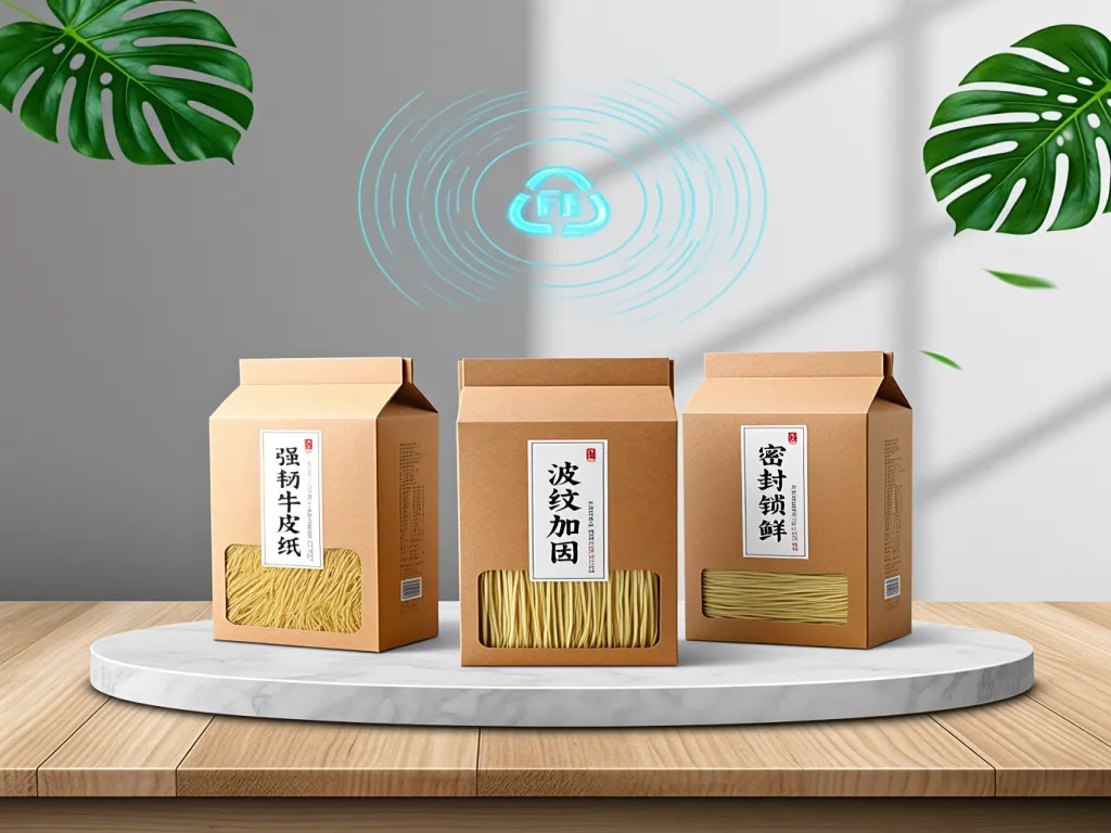 Biodegradable paper noodle bags with reinforcing designs