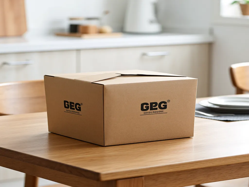 Single kraft paper noodle box on a kitchen table
