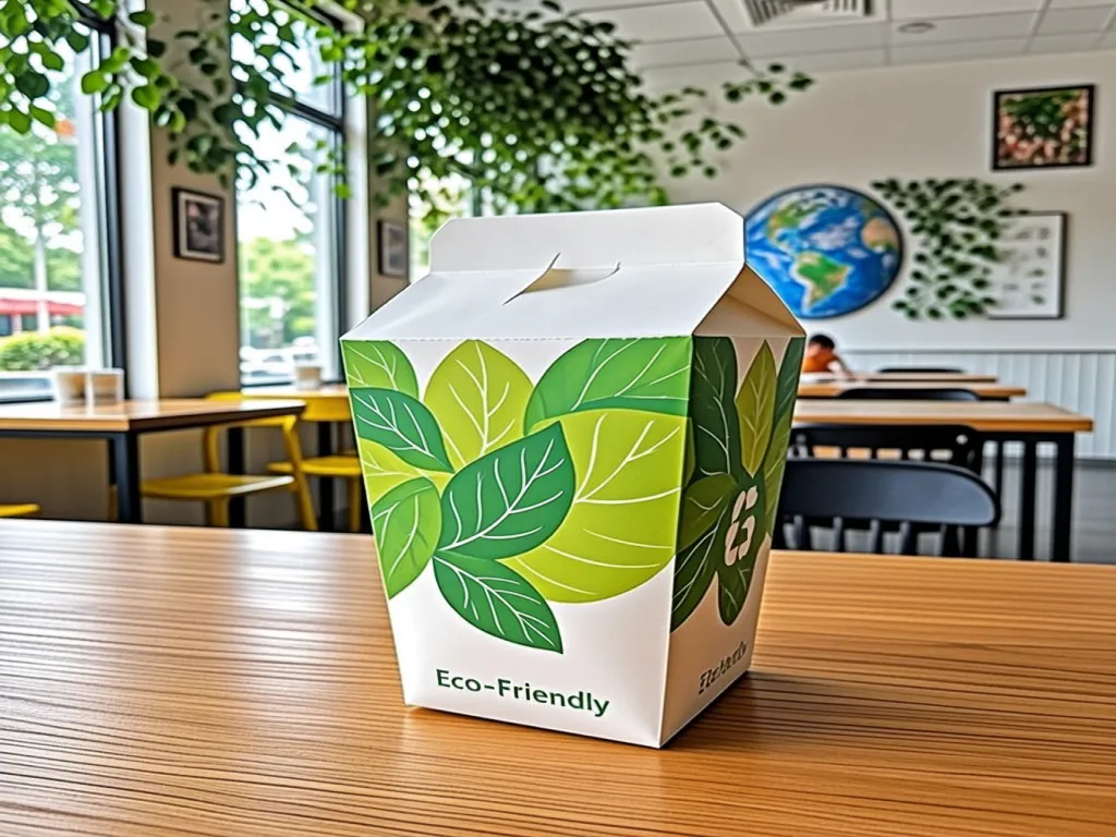 Eco-friendly 32 oz paper noodle box on table