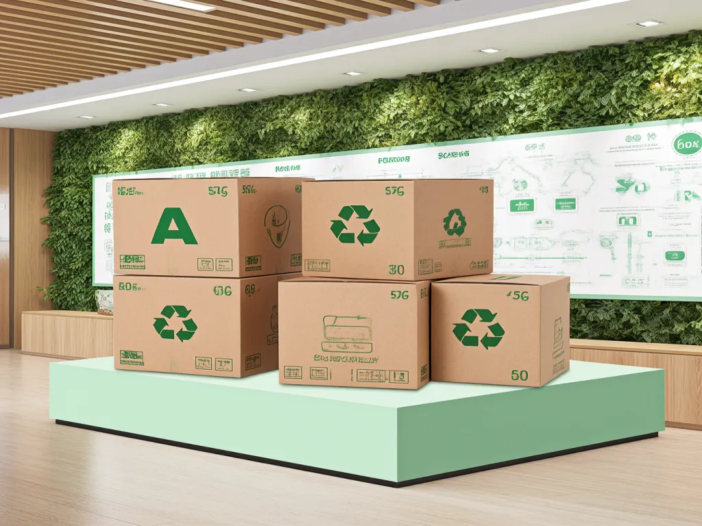 Cardboard boxes with recycling symbols